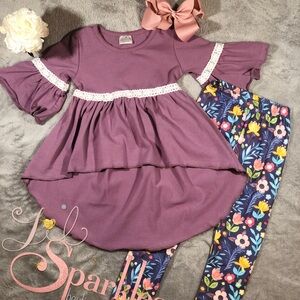 Spring Purple Top with Floral Leggings